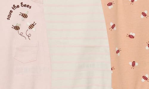 Pl Baby By Petit Lem 3-pack Rompers In Bees