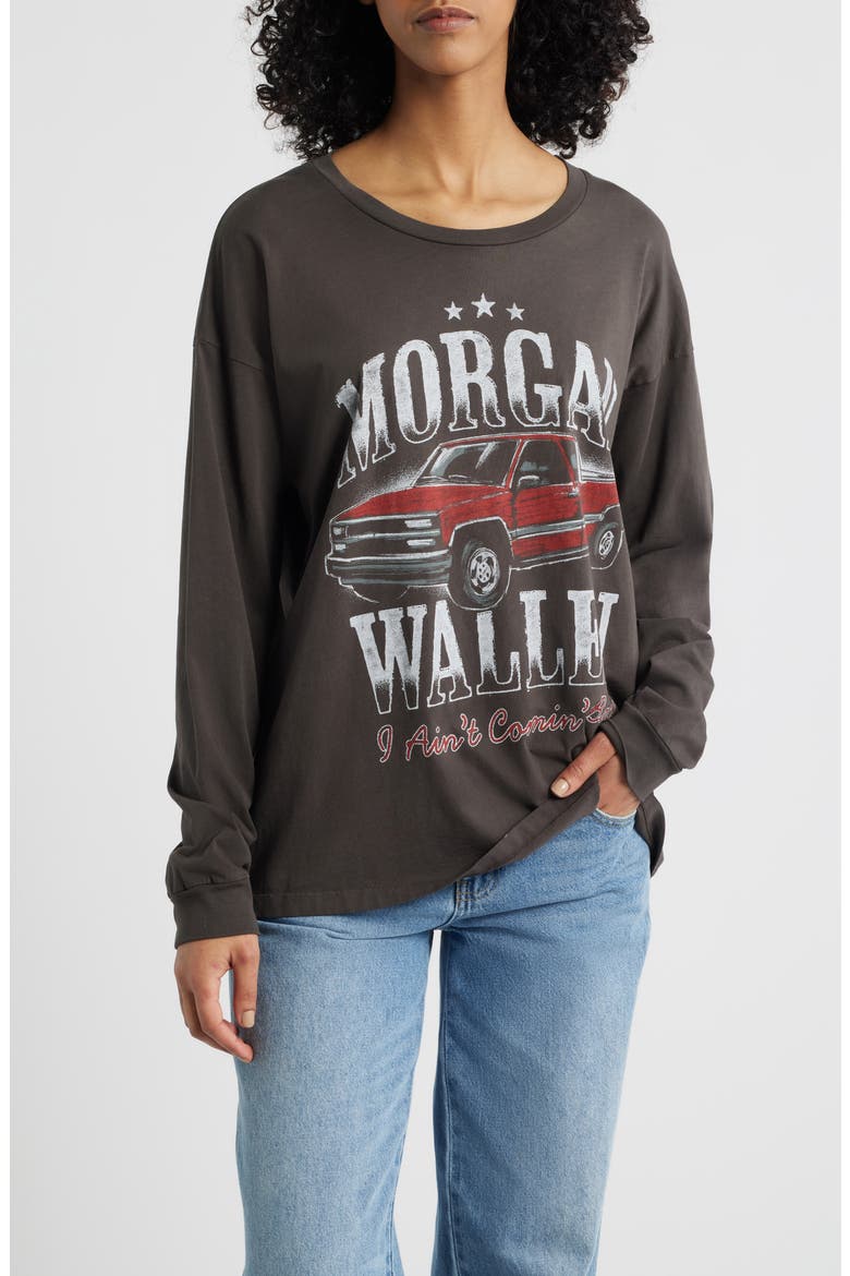 Morgan Wallen Ain't Comin' Back Long Sleeve Cotton Graphic T-Shirt, Main, color, WASHED BLACK