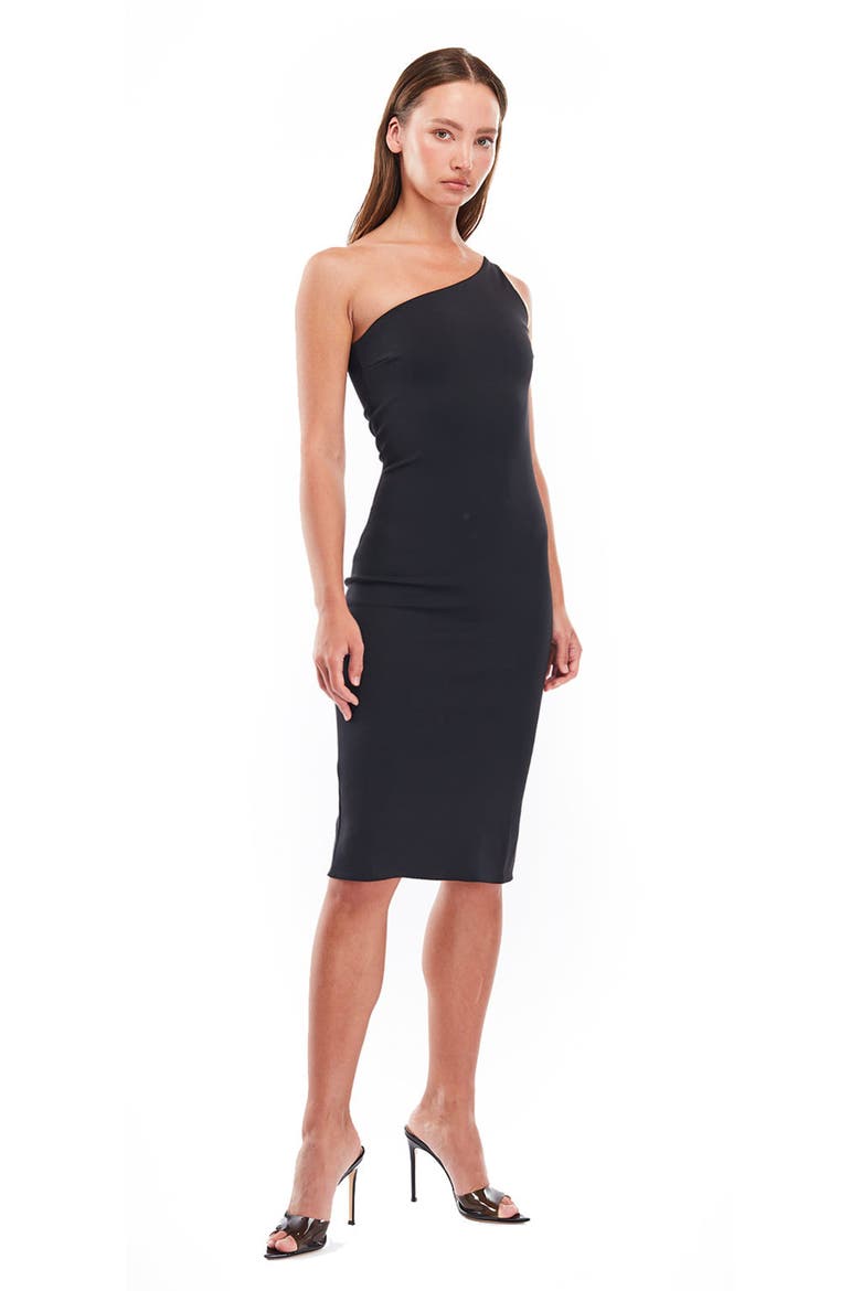 Lauren one shoulder midi dress, Alternate, color, Black