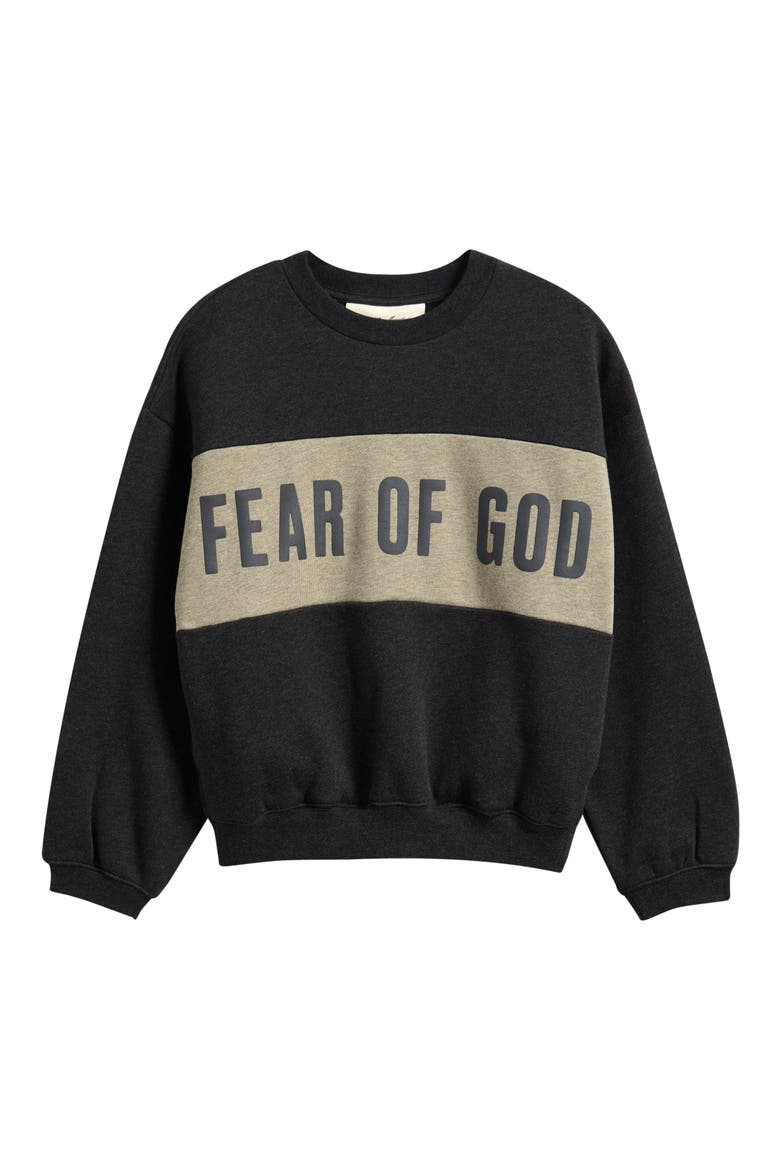 Kids' Logo Panel Sweatshirt, Main, color, IRON GREY HEATHER/SEAL HEATHER