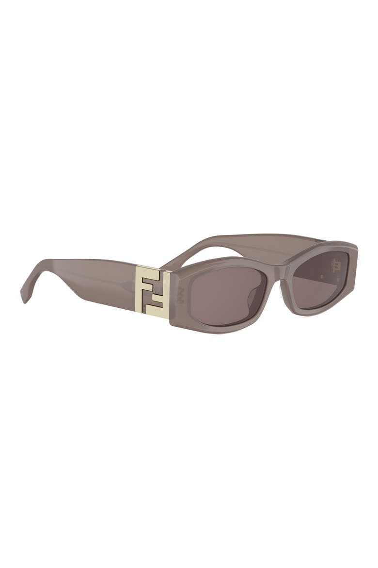 Forever Fendi 54mm Rectangular Sunglasses, Alternate, color, SHINY DARK BROWN / BROWN