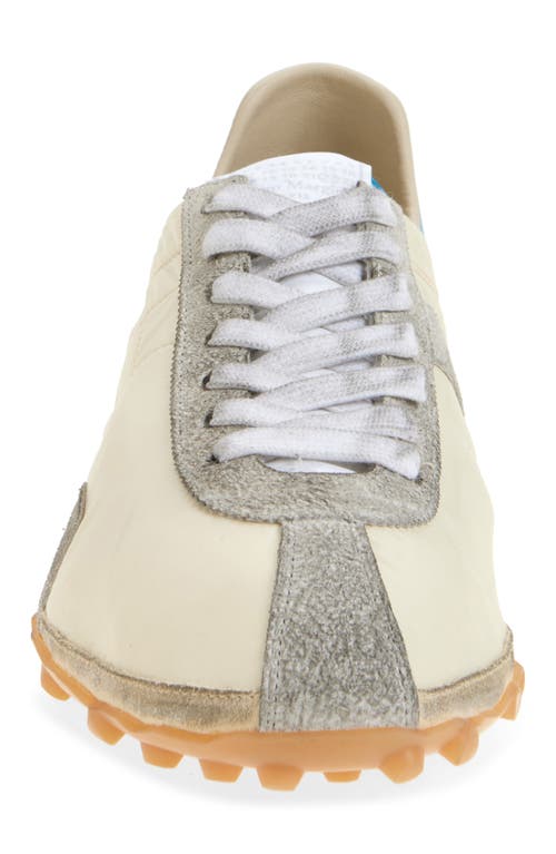 Maison Margiela Sprinters Low Top Sneakers With Dirty Effect In Lemon/white/grey