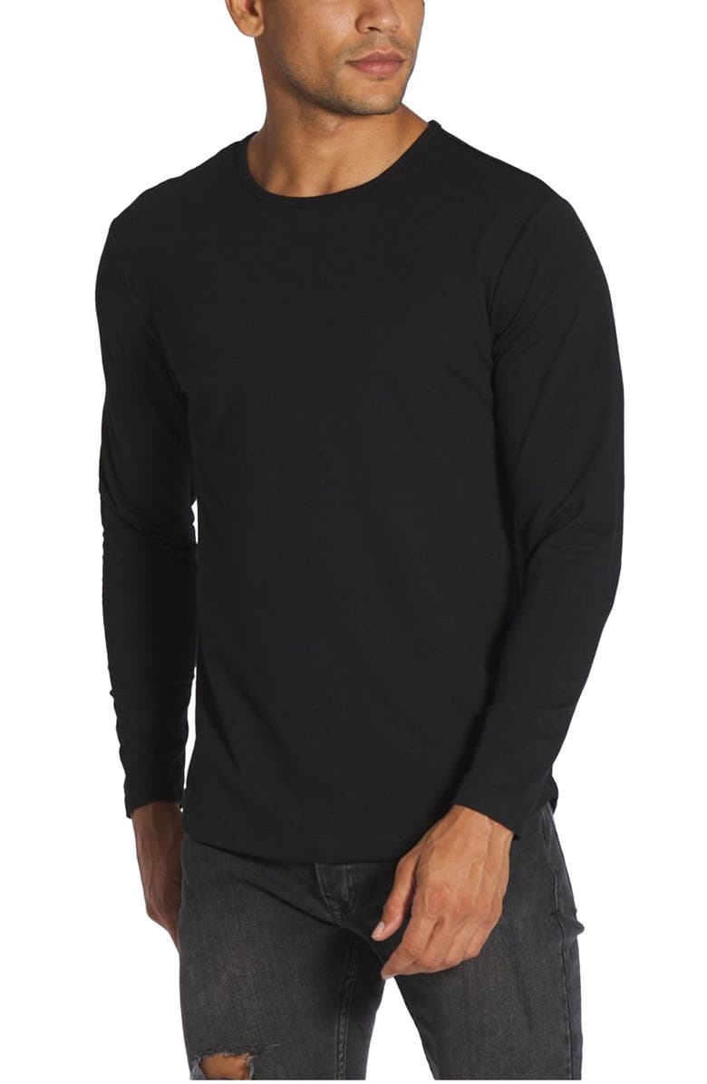 Cuts AO Curved Hem Long Sleeve T-Shirt, Main, color, Black