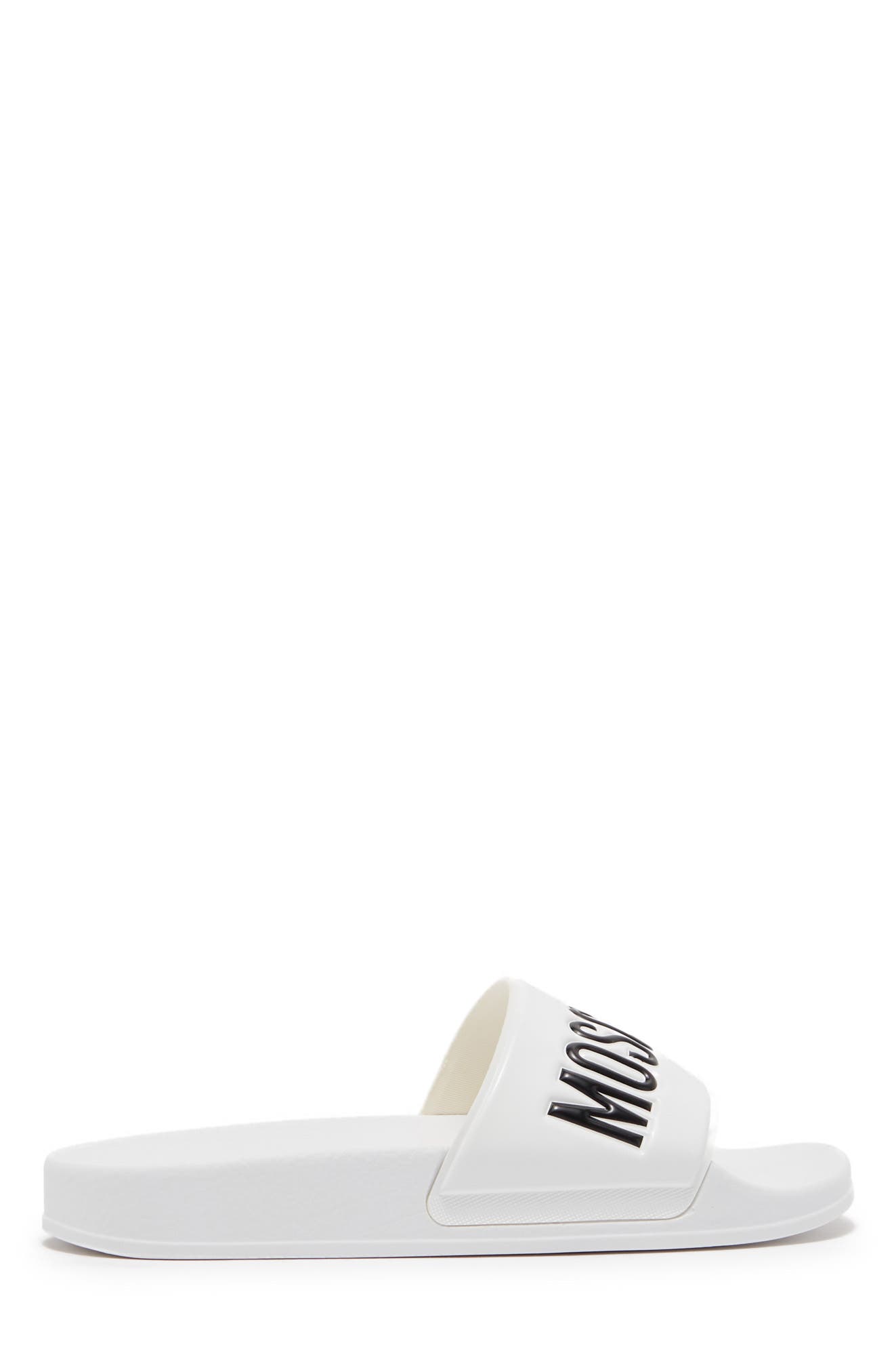 Moschino Logo Slide Sandal, Alternate, color, 
