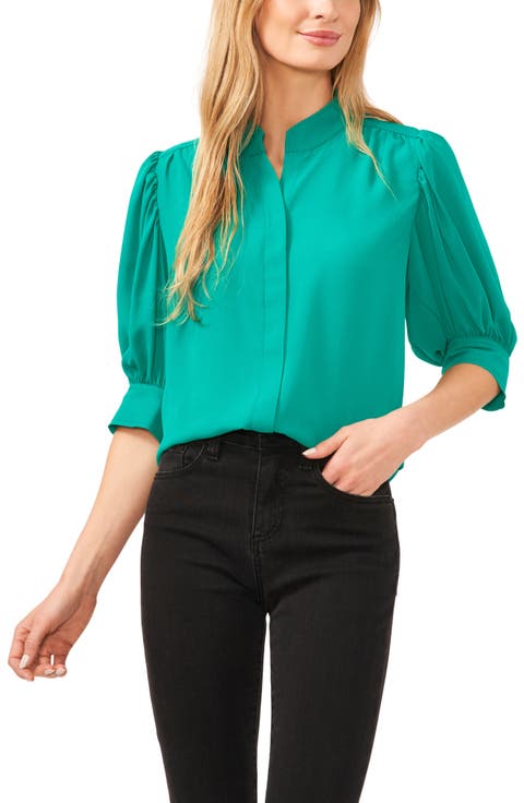 Puff Sleeve Button-Up Shirt