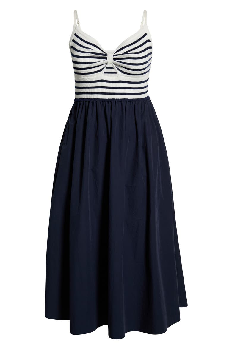 Stripe Mixed Media A-Line Dress, Alternate, color, NAVY MULTI