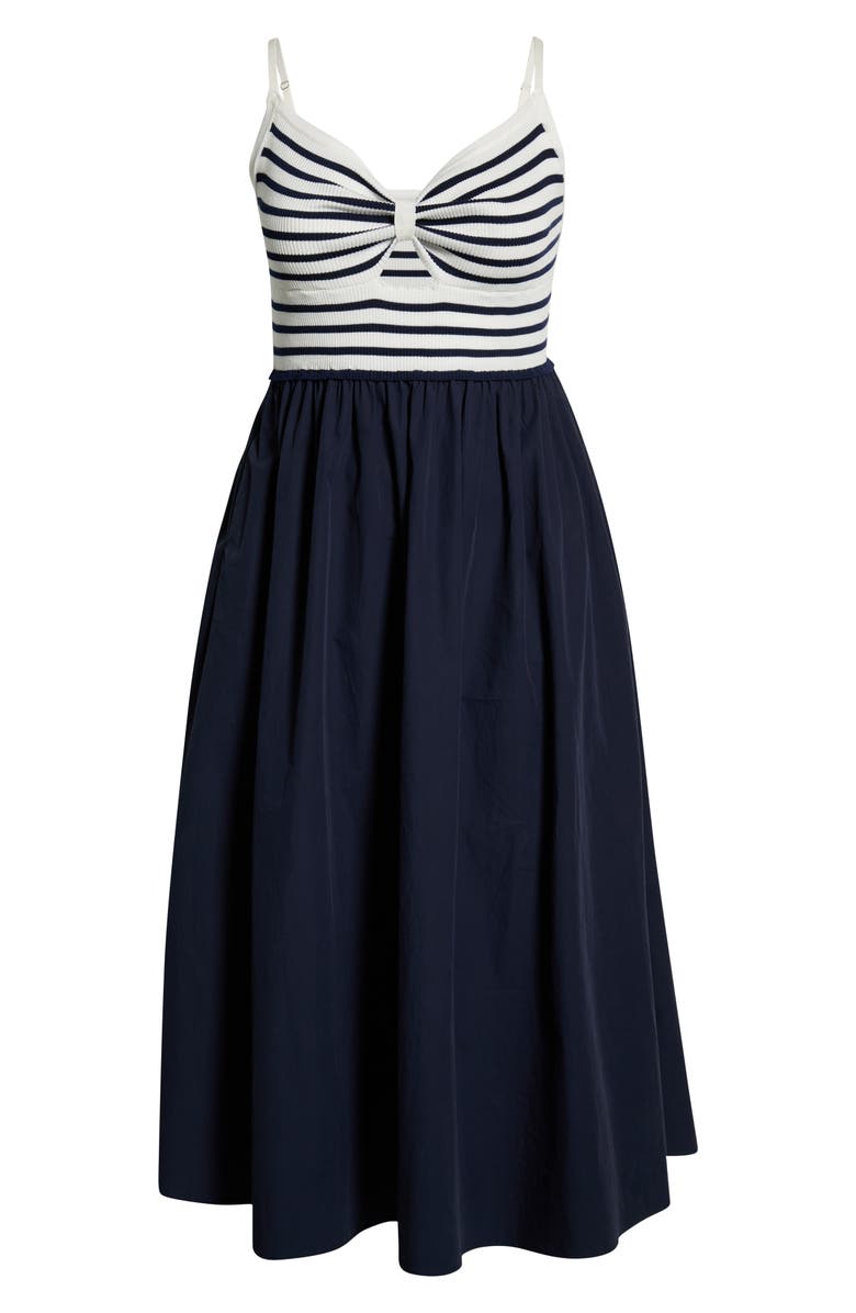 FREEMARKET Stripe Mixed Media A-Line Dress, Alternate, color, Navy Multi