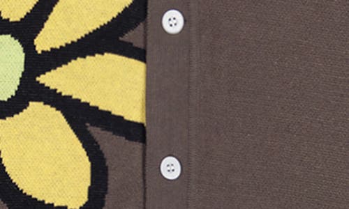 Wesc Daisy Intarsia Cotton Short Sleeve Shirt In Brown