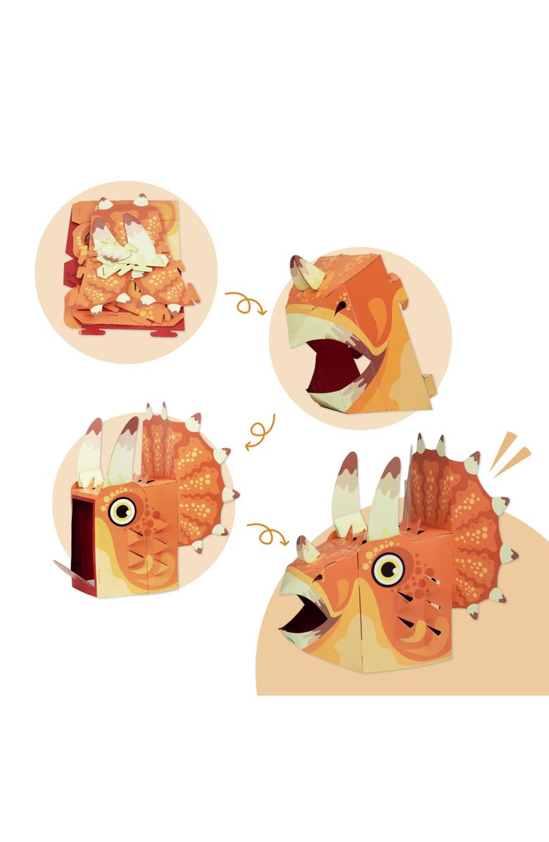 3D Paper Mask 3D Paper Triceratops Mask Craft for Kids (2 Pack), Fun & Easy Activity for Creative Play, Alternate, color, Orange