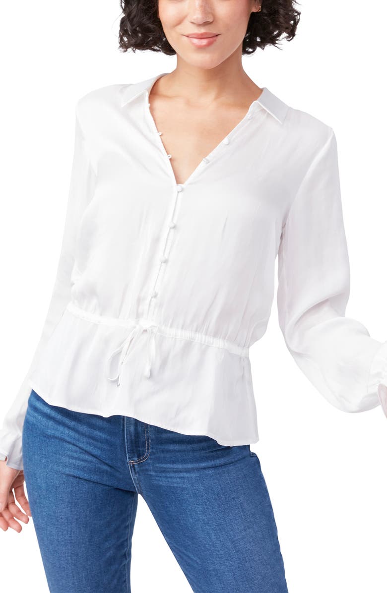 PAIGE Kendalle Tie Waist Peplum Top, Alternate, color, White