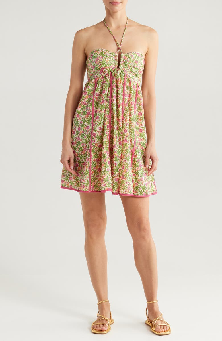 Poupette St Barth Cycas Print Cover-Up Dress, Main, color, Pink Honolulu