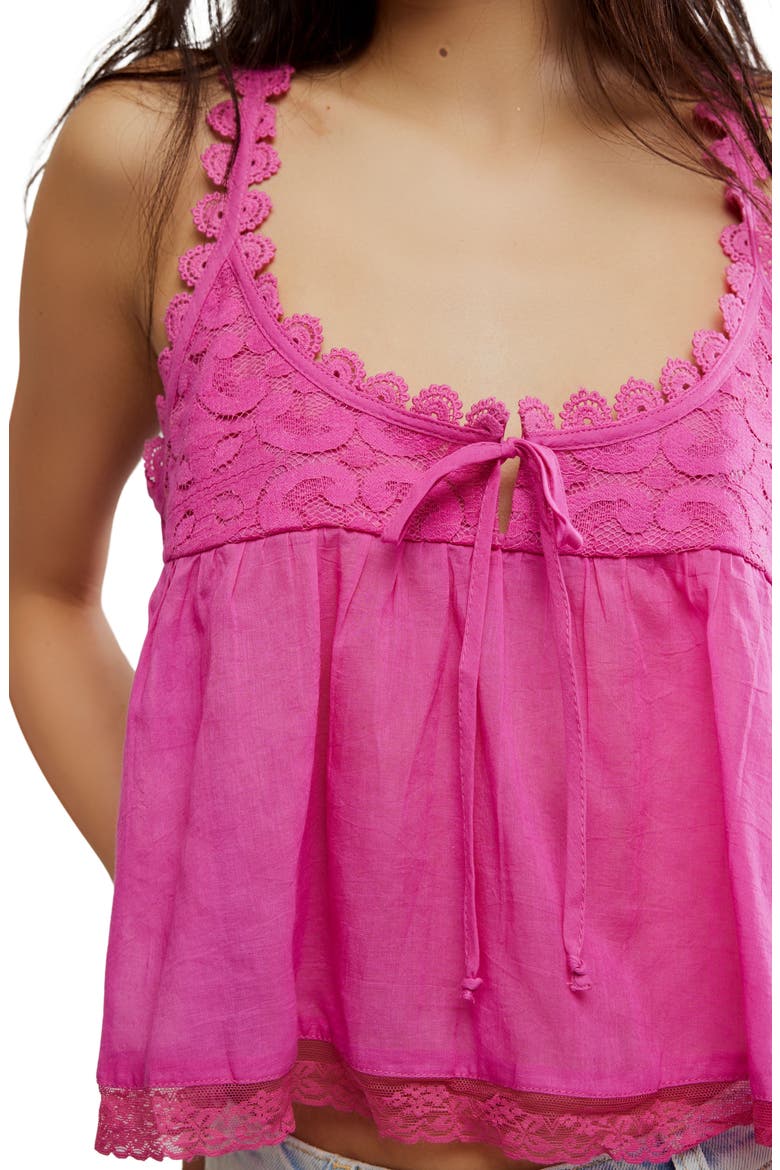 Stevie Lace Accent Cotton Camisole, Alternate, color, HIBISCUS PINK