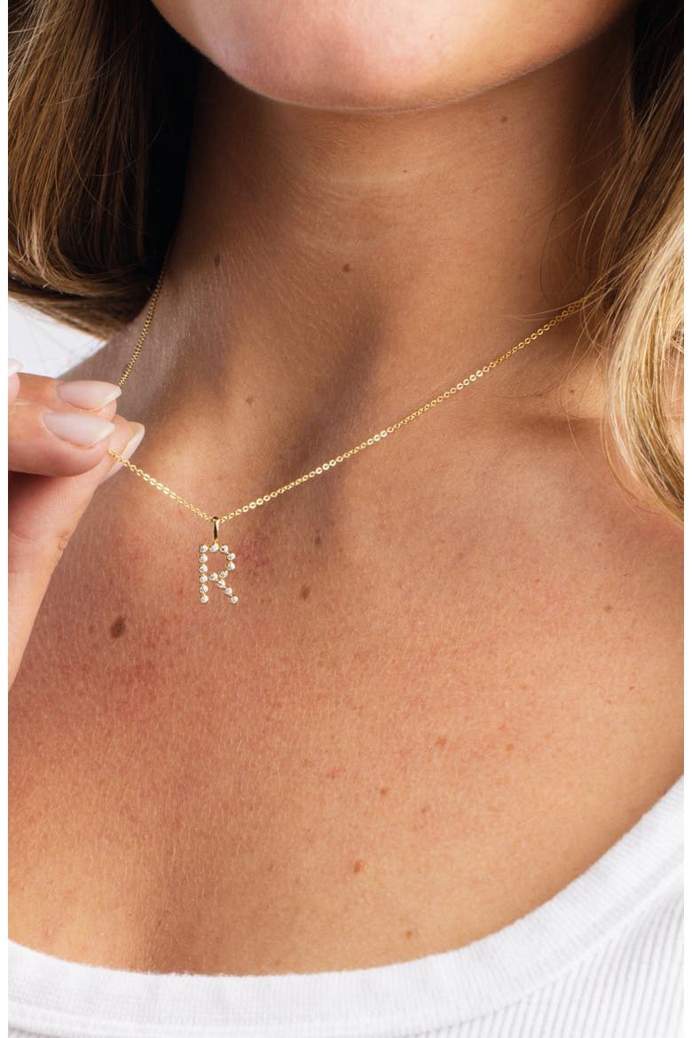 CZ Poppy Initial Necklace, Alternate, color, Gold Vermeil Initial T