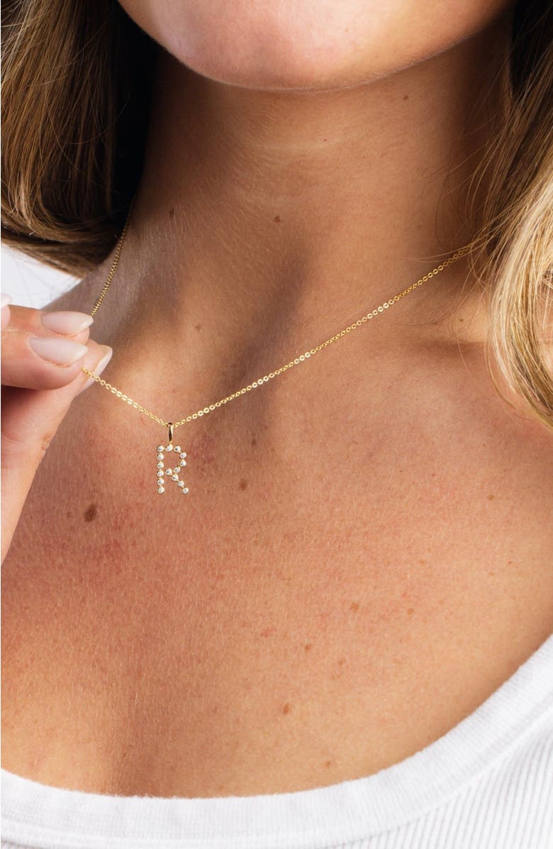 MADE BY MARY CZ Poppy Initial Necklace, Alternate, color, Gold Vermeil Initial T