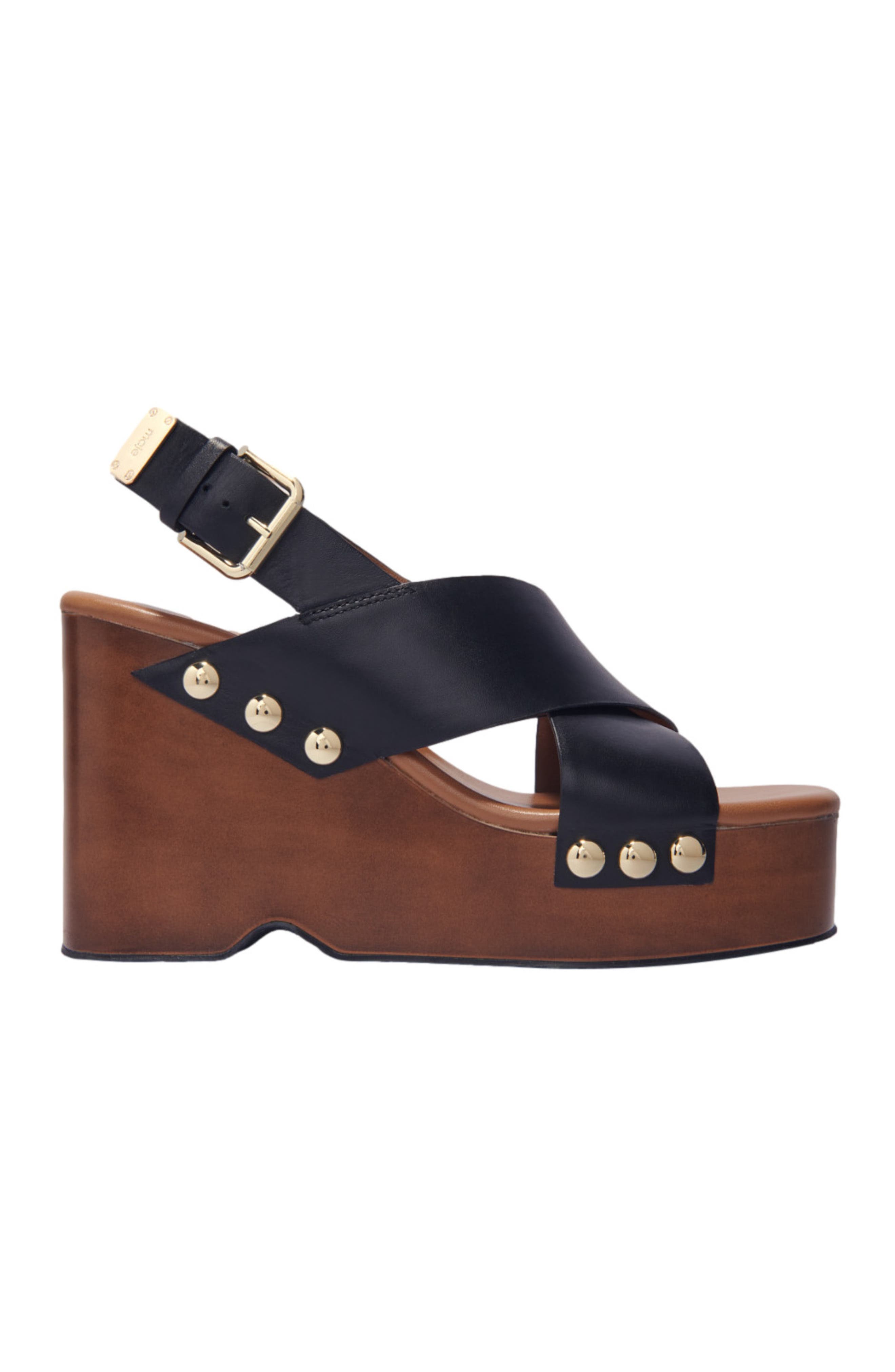 maje Leather platform sandals, Main, color, 