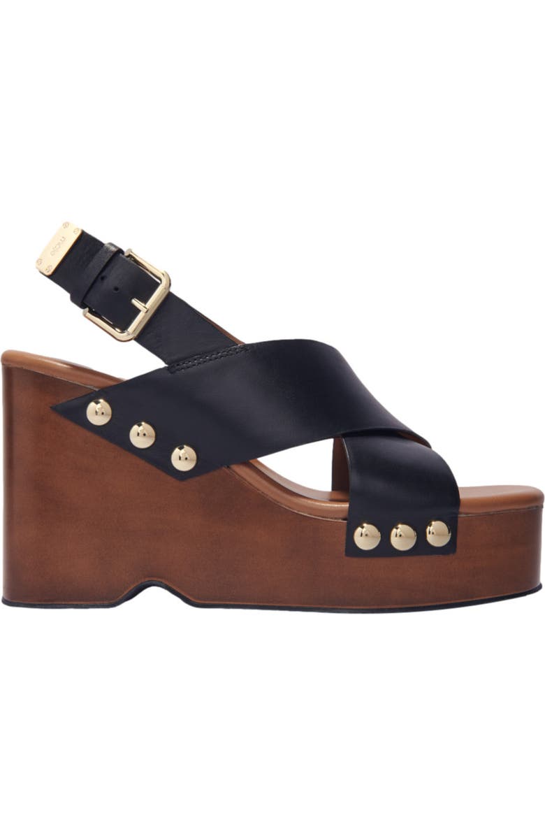 maje Leather platform sandals, Main, color,