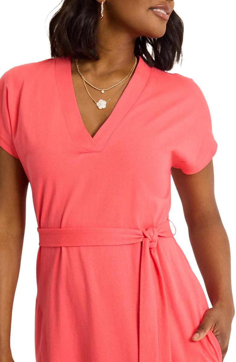 Tommy Bahama Islandscape Cotton Jersey Midi Dress, Alternate, color, Melon Berry