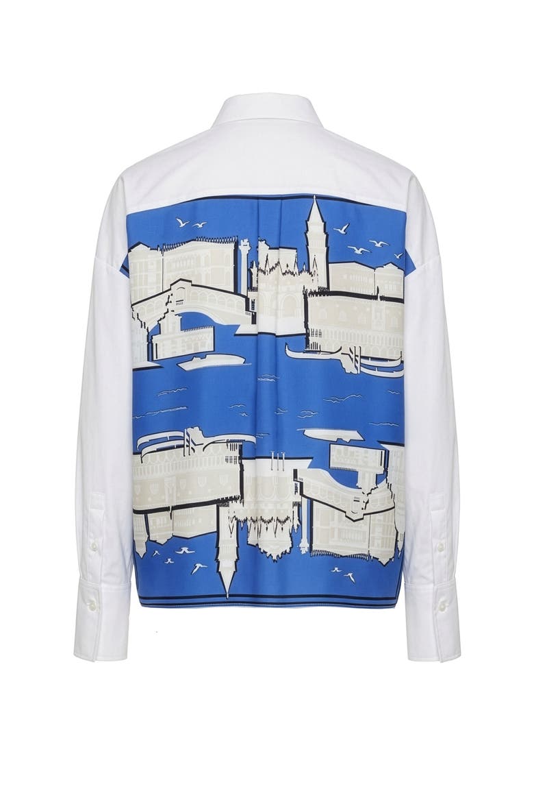 Sirene Scarf back shirt, Main, color, White/Lagoon