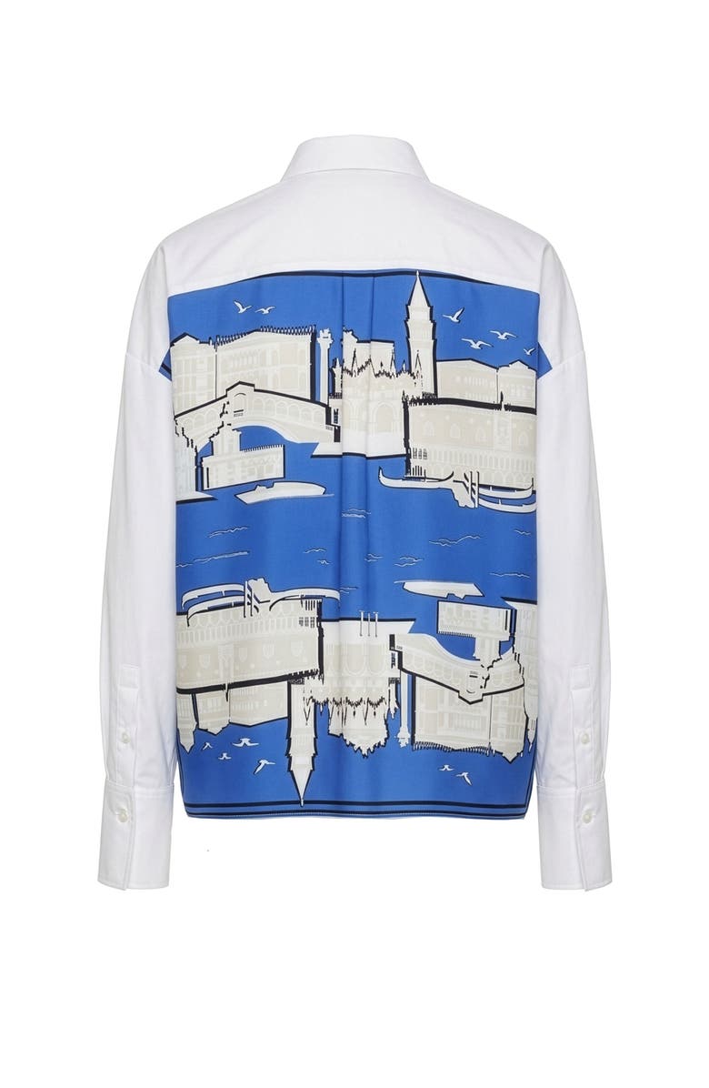 Callas Milano Sirene Scarf back shirt, Main, color, White/Lagoon