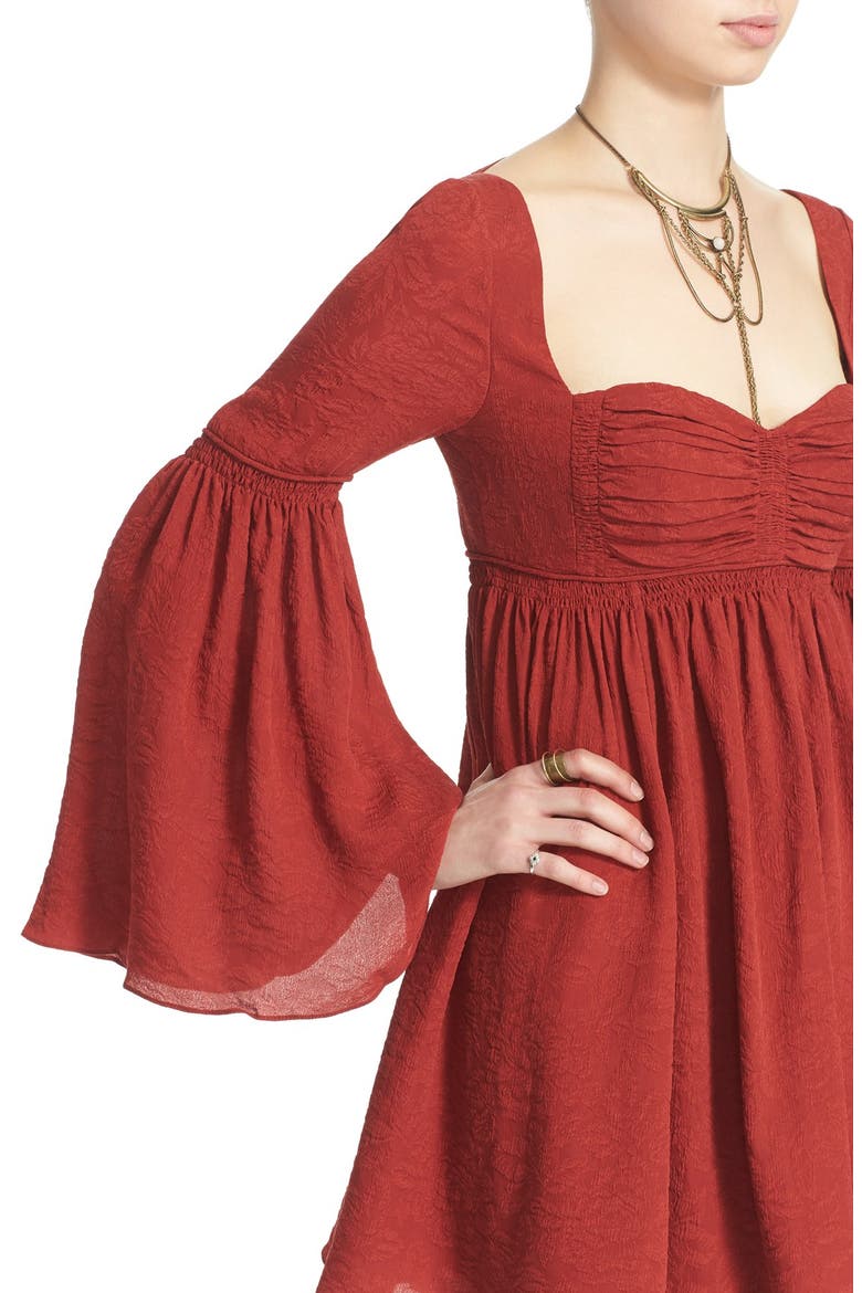 'Duchess' Silk Babydoll Dress, Alternate, color, DEEP RED