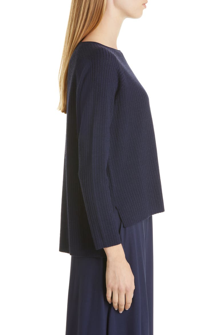 Boat Neck Raglan Sleeve Merino Wool Rib Sweater, Alternate, color, MIDNIGHT