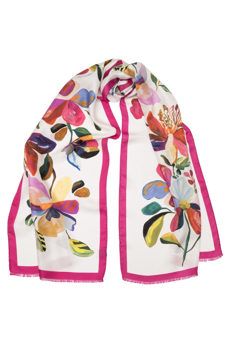 Eloisa - Large Silk Scarf for Women, Main, color, White