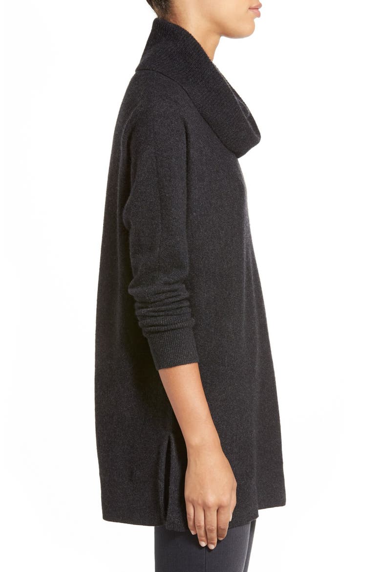 Cowl Neck Cashmere Tunic, Alternate, color, HEATHER CHARCOAL