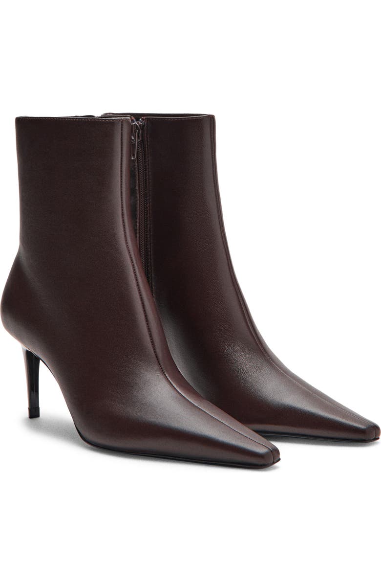 MANGO Katerina Pointed Toe Ankle Bootie, Main, color, Chocolate