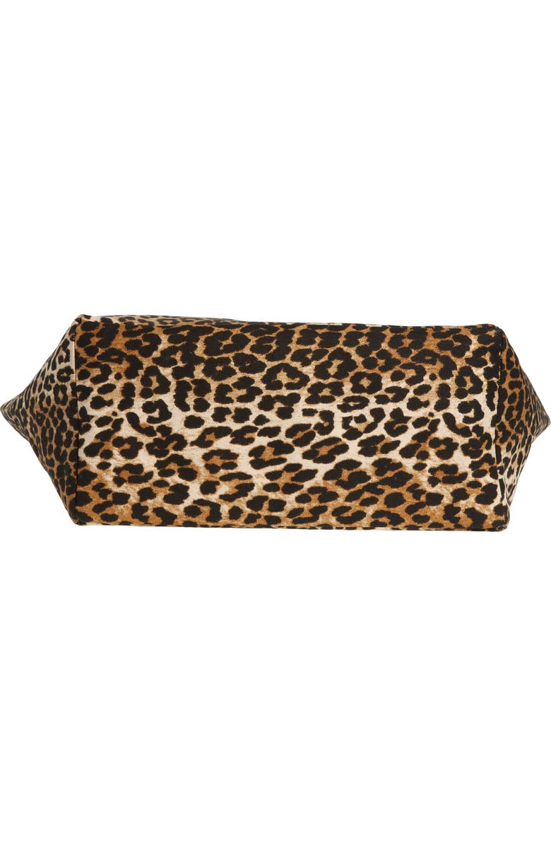 Ganni XXL Leopard Print Recycled Cotton Shopper Tote, Alternate, color,