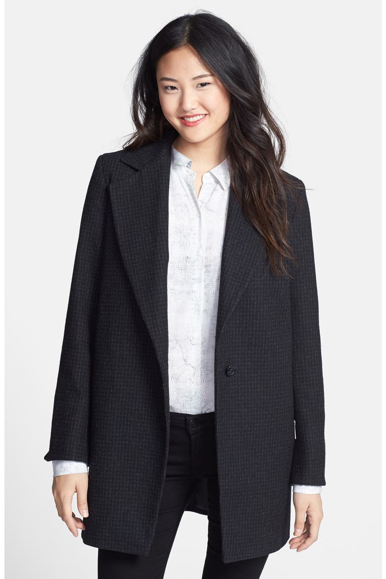 'Emma' Menswear Coat, Main, color, CHARCOAL/ BLACK