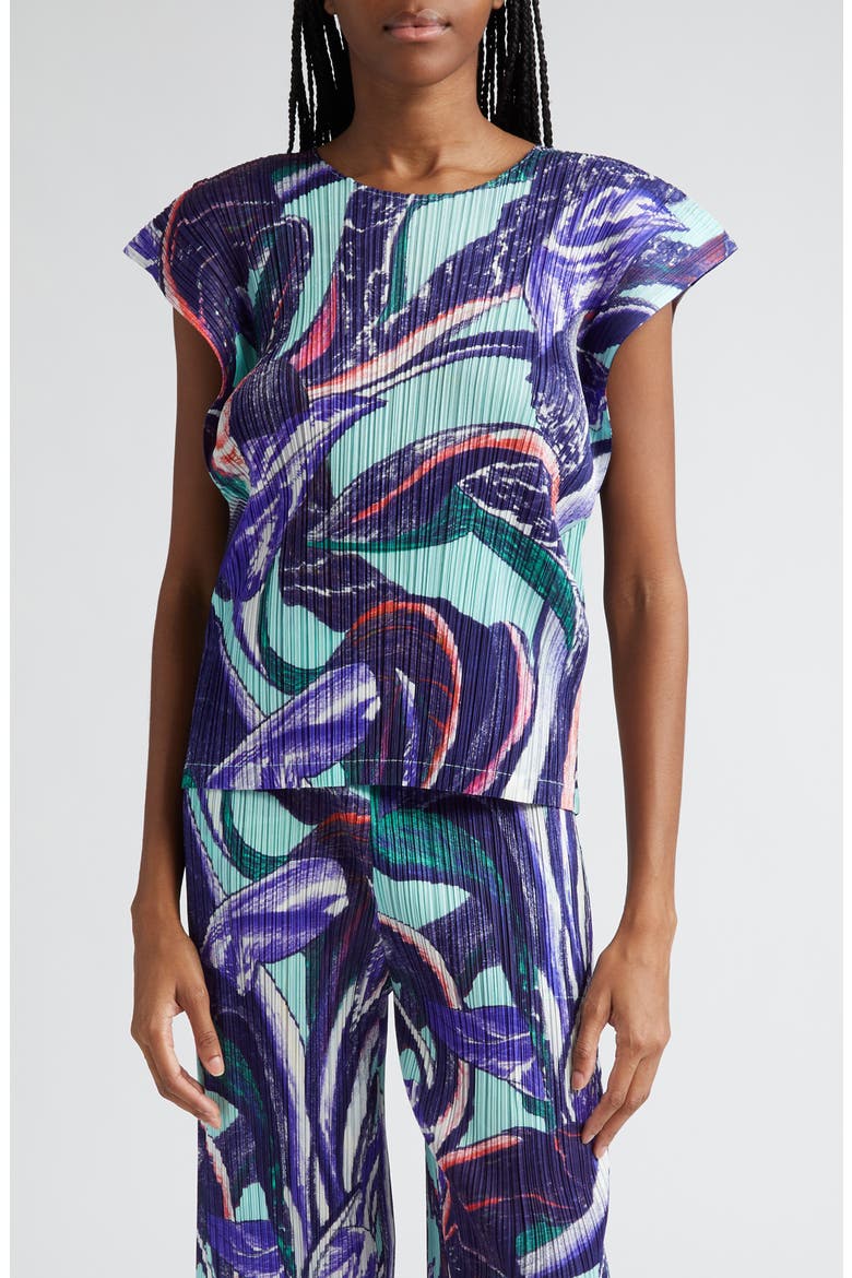 Tardivo Print Pleated Sleeveless Top (Women) | Nordstrom
