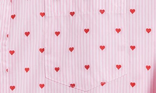 Frank & Eileen Eileen Relaxed Button-up Shirt In Pink Stripe With Red Hearts