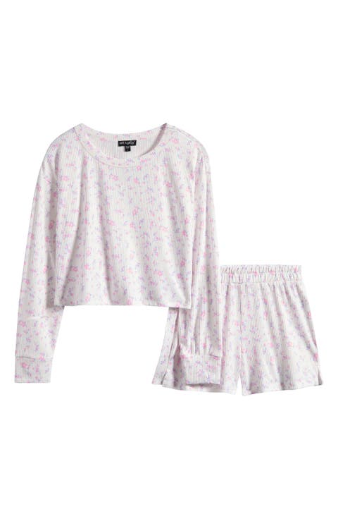 Kids' Print Long Sleeve Top & Shorts Set