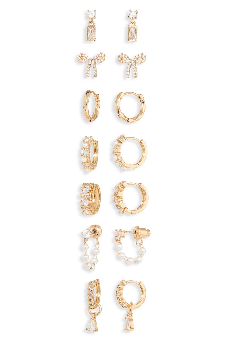 7-Pack of Assorted Earrings, Main, color, GOLD
