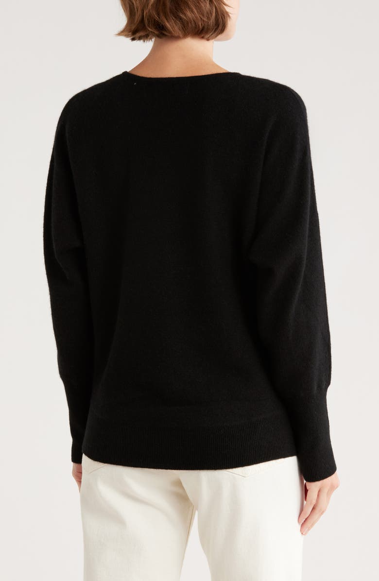 Magaschoni Cashmere V-Neck Dolman Sweater, Alternate, color, Black