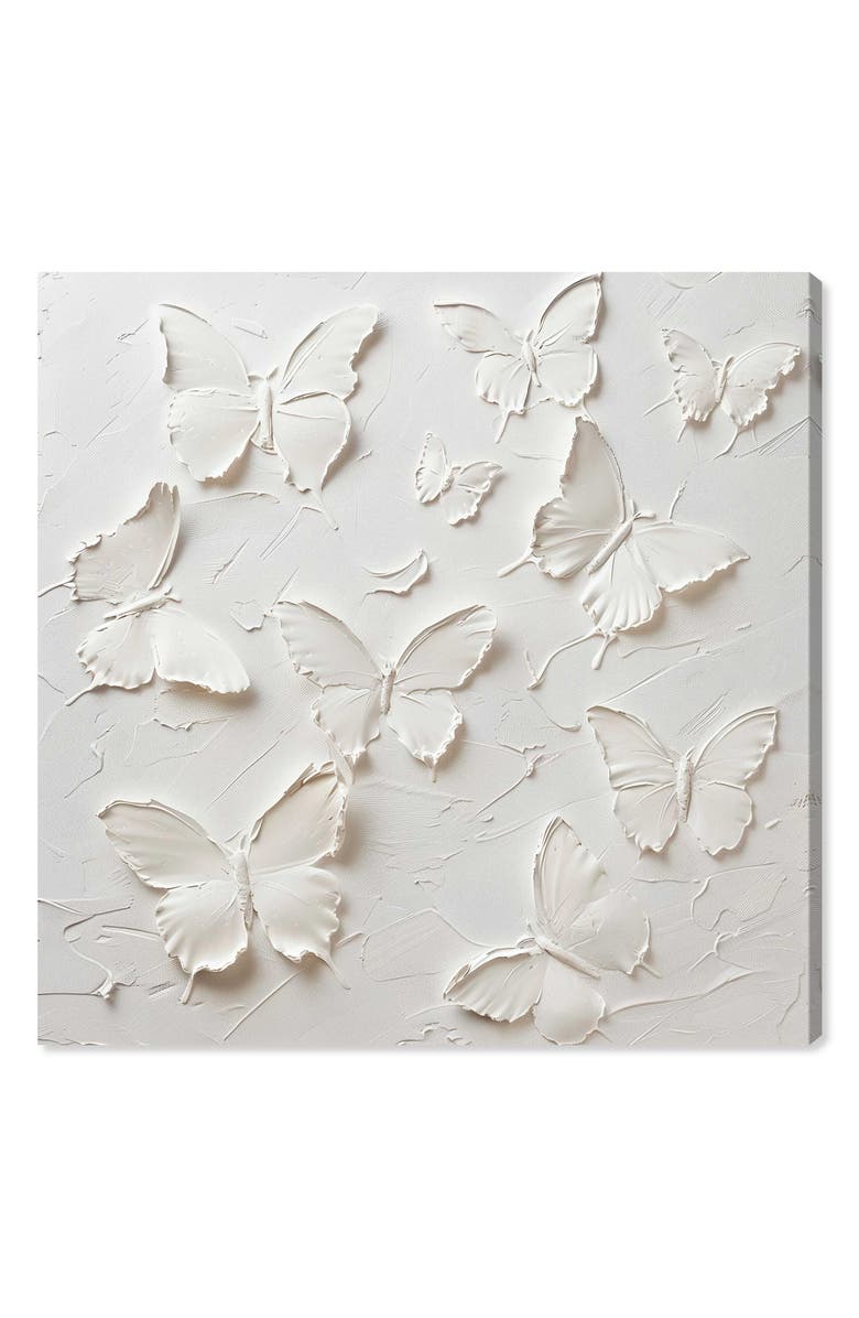 Wynwood Studio Butterflies In Ivory Canvas Wall Art, Main, color, White