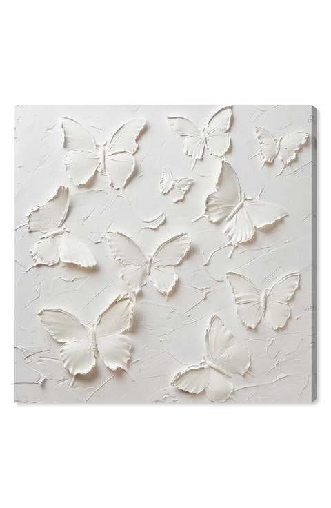 Butterflies In Ivory Canvas Wall Art