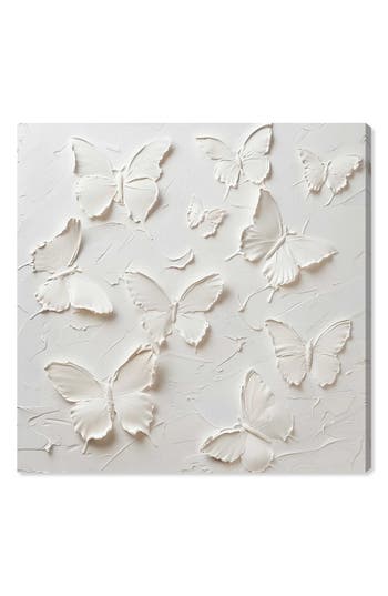 Wynwood Studio Butterflies In Ivory Canvas Wall Art In White