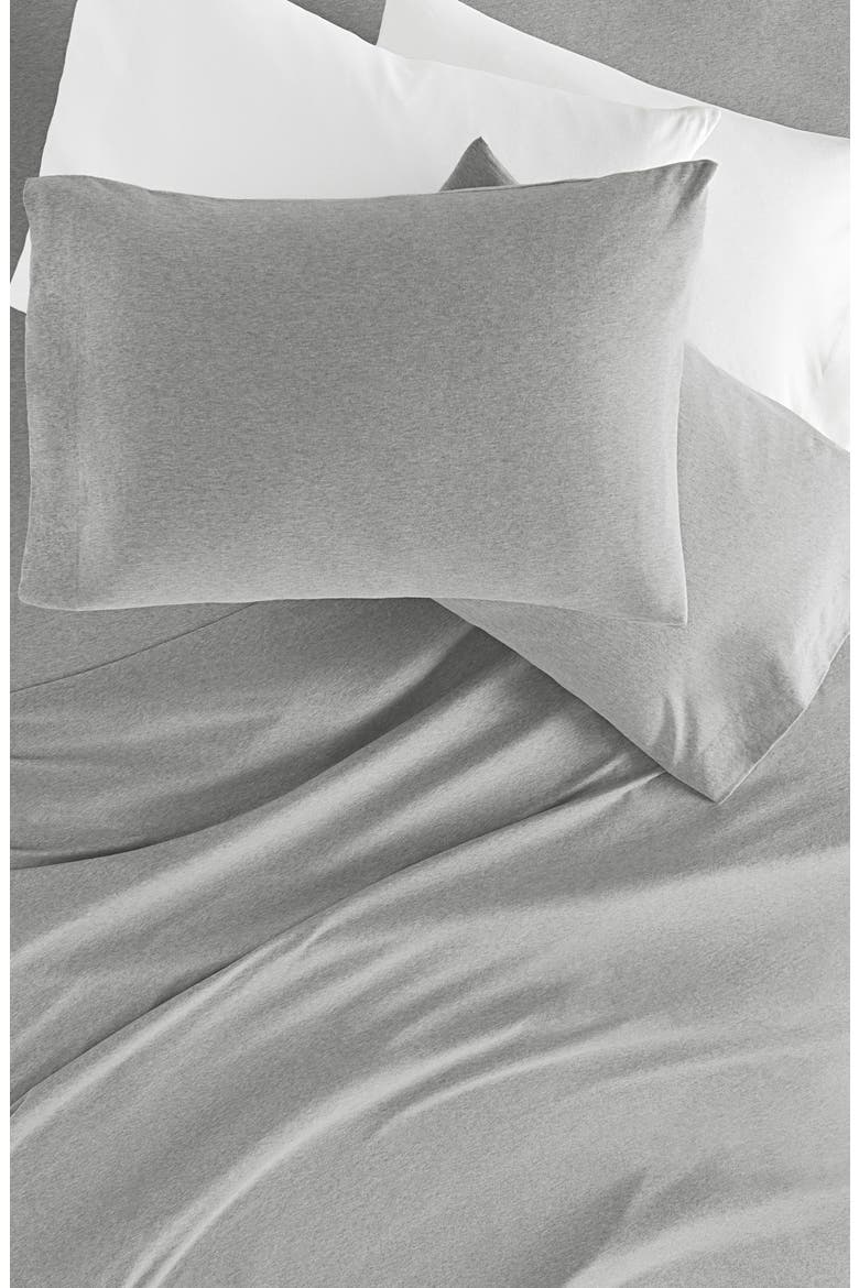 4-Piece Cotton Jersey Sheet Set, Alternate, color, LIGHT GRAY