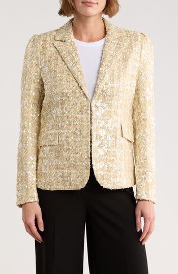 Love Token Jensen Sequin Blazer In Gold