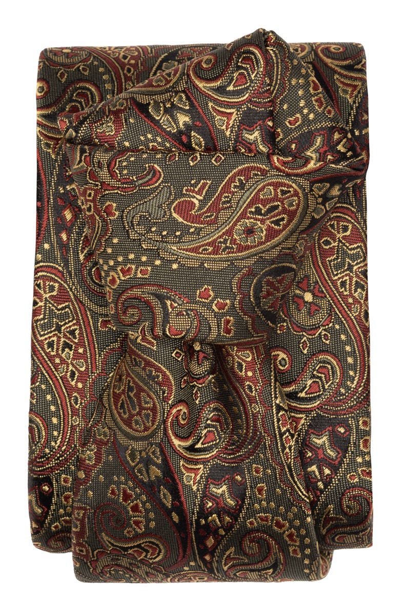 Elizabetta Trebbiano - Extra Long Silk Jacquard Tie for Men, Alternate, color, Olive Green