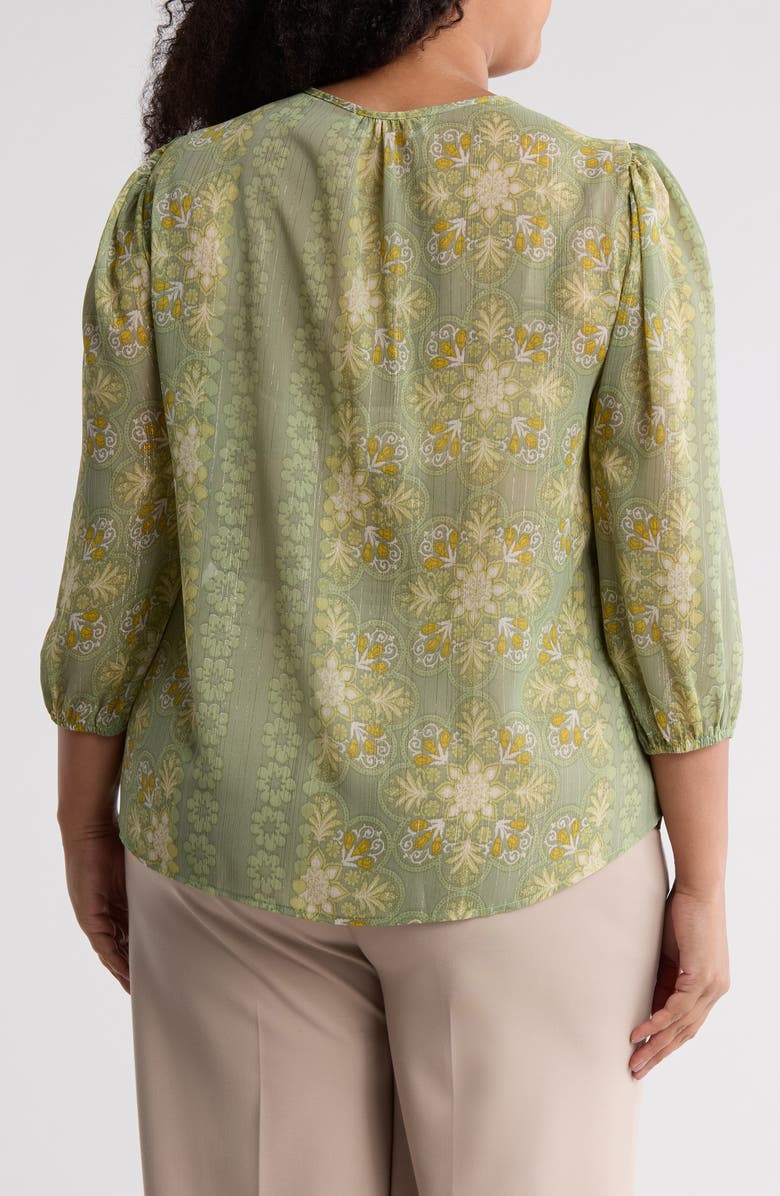 Renee C Floral Print Chiffon Top, Alternate, color, Sage