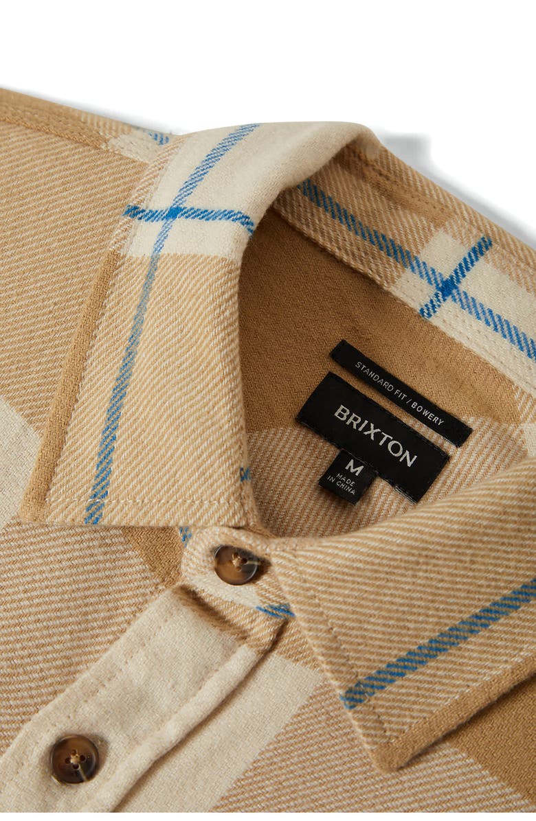 Brixton Bowery Plaid Flannel Button-Up Shirt, Alternate, color, Whitecap/ Sand/ Cyber Blue