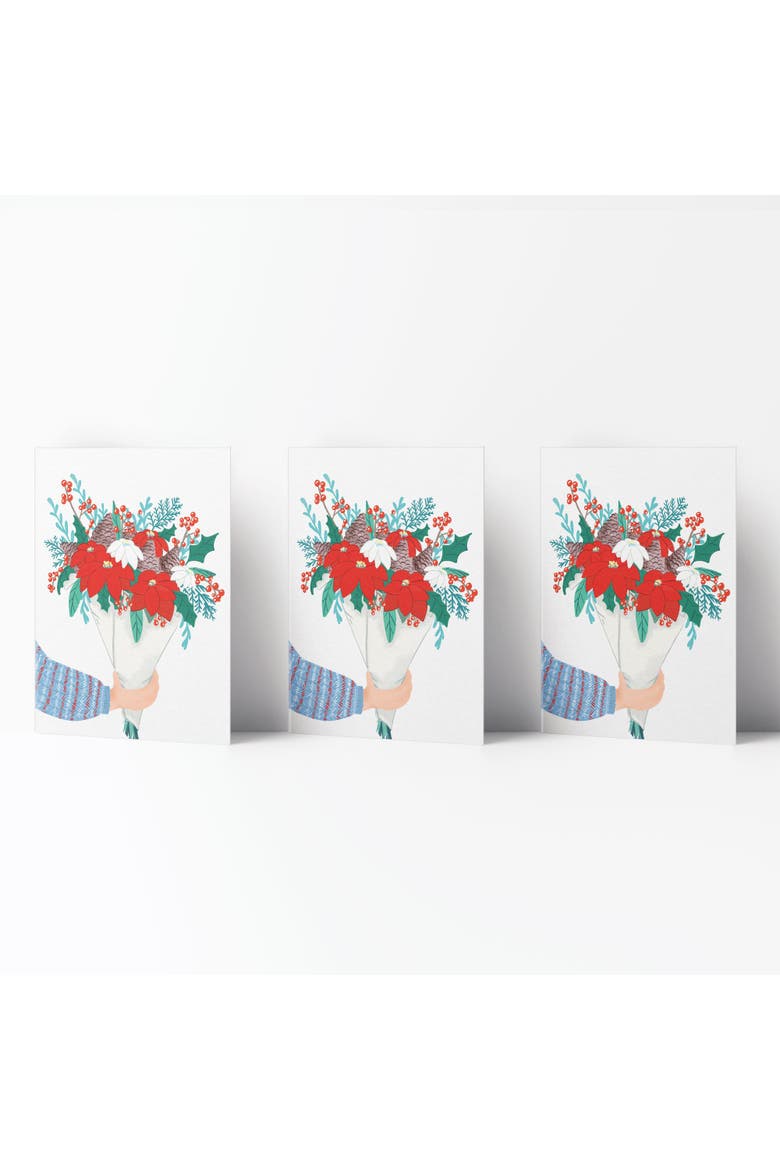 Winter/Holiday Greeting Card Pack Sets (3 ct) Winter Bouquet, Main, color, Multi-Pack