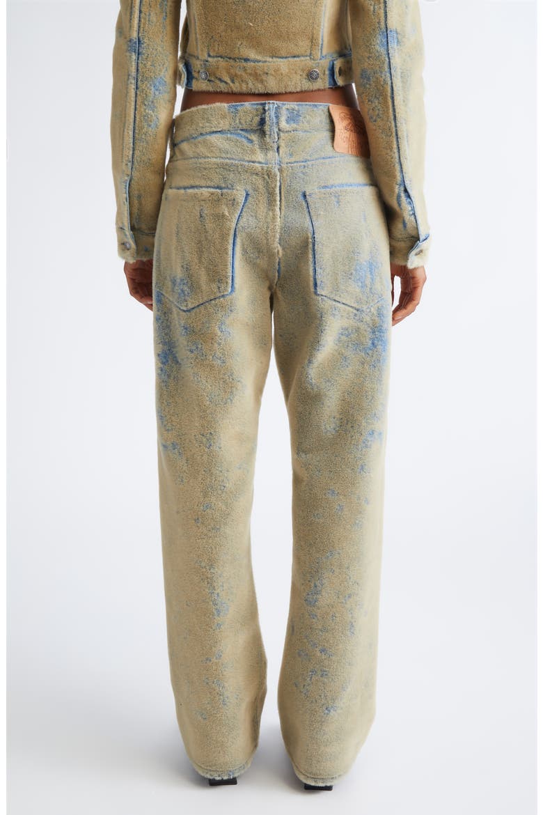 Loose Fit Flocked Denim Jeans, Alternate, color, BLUE/ BEIGE