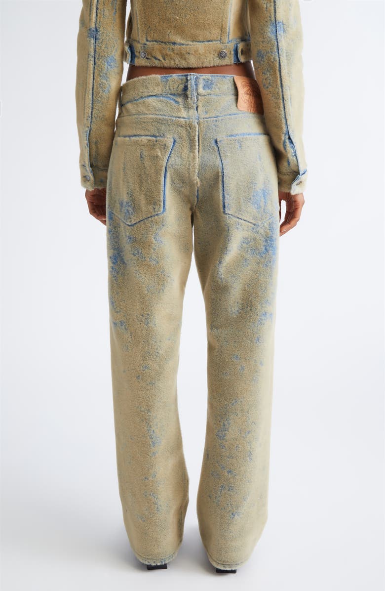 Acne Studios Loose Fit Flocked Denim Jeans, Alternate, color, Blue/ Beige