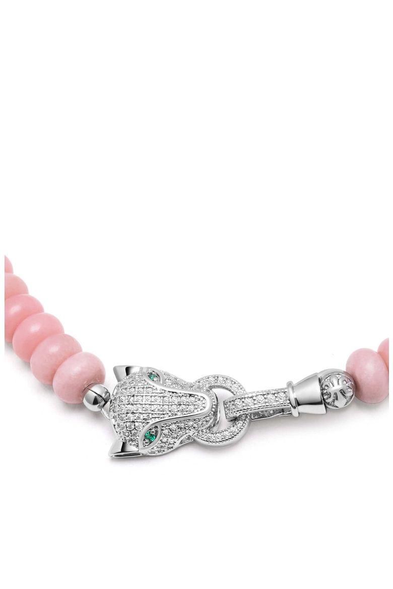 Panther Head Silver Quartz Choker, Alternate, color, Pink Opal