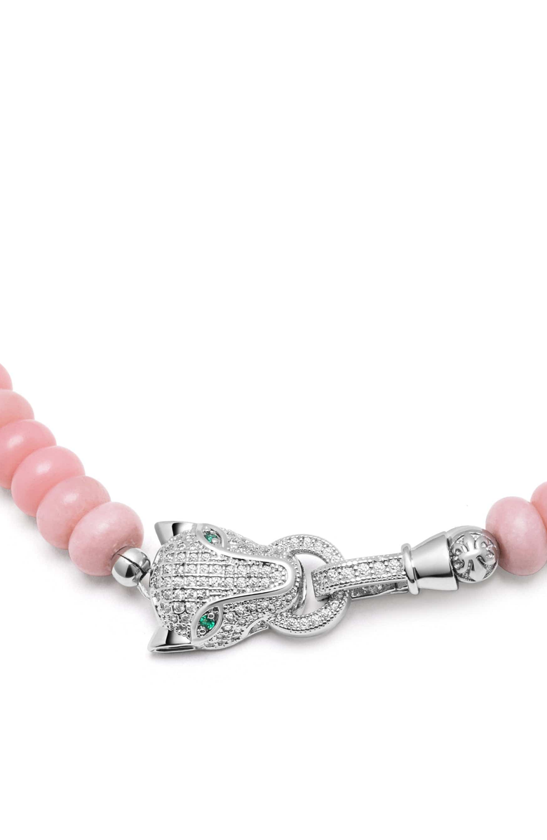 Nialaya Panther Head Silver Quartz Choker, Alternate, color, Pink Opal