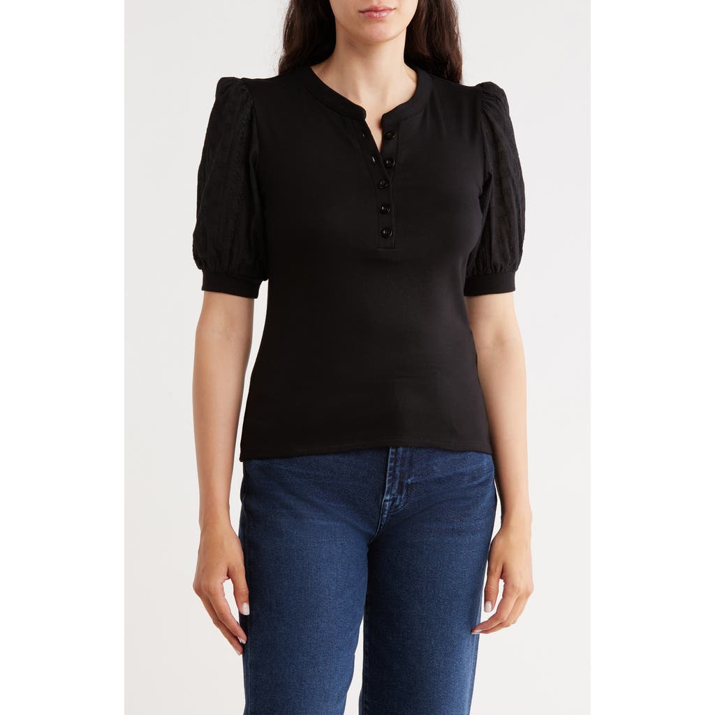 Cyrus Eyelet Sleeve Top In Black