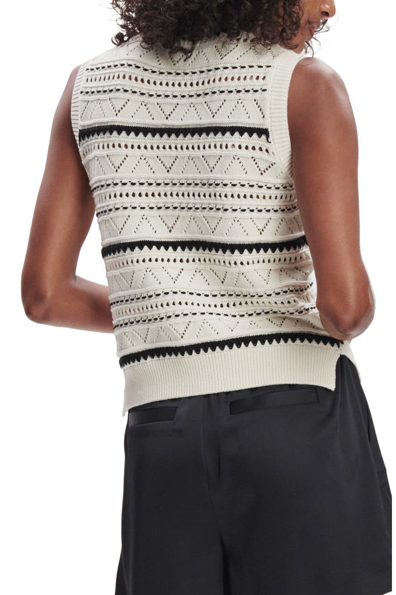 Athena Pointelle Stitch Cotton Sweater Vest, Alternate, color, EGRET